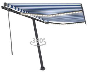 VidaXL Automatska tenda sa senzorom LED 300x250 cm plavo-bijela