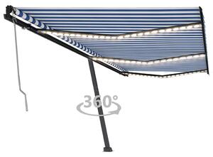 VidaXL Automatska tenda sa senzorom LED 600 x 350 cm plavo-bijela
