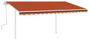 VidaXL Tenda na ručno uvlačenje sa stupovima 4x3,5 m narančasto-smeđa