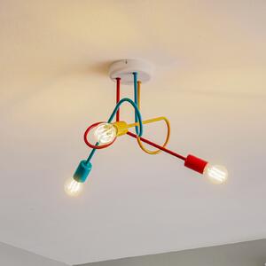 HELAM Stropna lampa Oxford s tri žarulje narančasta/crvena/tirkizna, prigušiva, Višebojno, Dnevni boravak/blagovaonica, Metal
