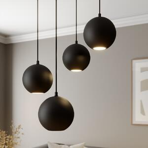 HELAM Viseća lampa na sredini, crna, 4 žarulje, Ø 35 cm, GU10, Crno, Dnevni boravak/blagovaonica, Metal