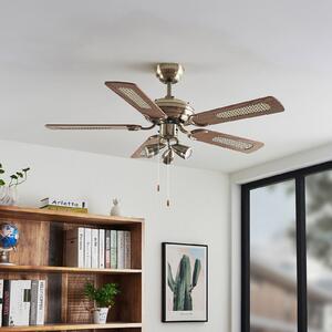 Lindby Anariki stropni ventilator sa svjetlom, tihi, mesingani, Zlato / mjed, Dnevni boravak/blagovaonica, Metal