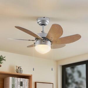 Lindby stropni ventilator sa svjetlom Minja, srebrni, tihi, 78cm, Sivo, Dnevni boravak/blagovaonica, Metal