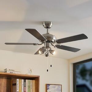 Lindby Anariki stropni ventilator sa svjetlom, tihi, srebrni, Metalik, Dnevni boravak/blagovaonica, Metal