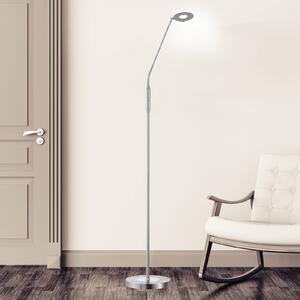 FISCHER & HONSEL Dent LED podna lampa, CCT, jedna žarulja, nikal, prigušiva, Sivo, Dnevni boravak/blagovaonica, Metal