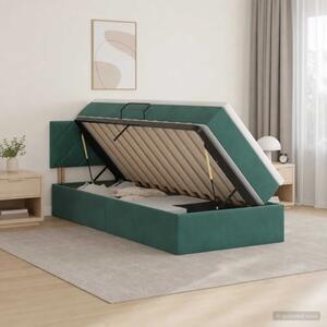 Krevet s od storage s uzglavljem Tamnozelena 90 x 200 cm Baršun - Tamnozelena 90 x 200 cm Dizajn s rombovima