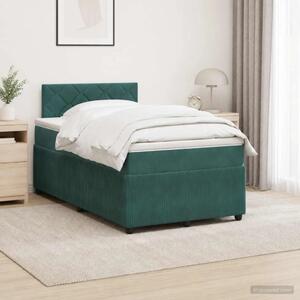 Boxspring krevet s madracem Tamnozelena 120 x 200 cm Baršun - Tamnozelena 120 x 200 cm Dizajn s rombovima