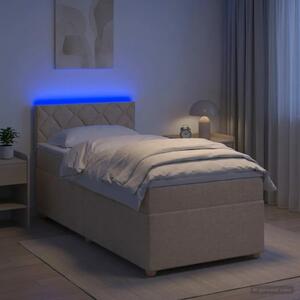 Boxspring krevet s madracem Krem 90 x 200 cm Tkanina - Krem 90 x 200 cm Dizajn s rombovima