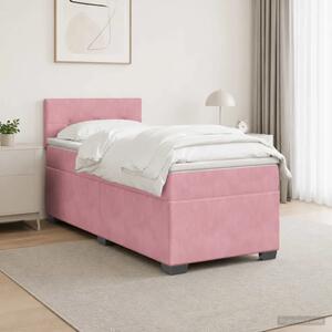 Boxspring krevet s madracem Ružičasta 90 x 200 cm Baršun - Ružičasta 90 x 200 cm Prošiveno gumbima