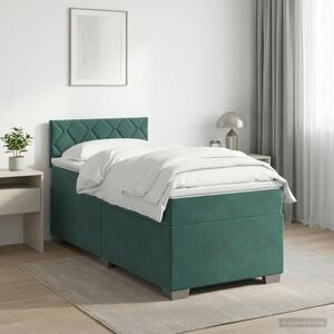 Boxspring krevet s madracem Tamnozelena 90 x 200 cm Baršun - Tamnozelena 90 x 200 cm Dizajn s rombovima