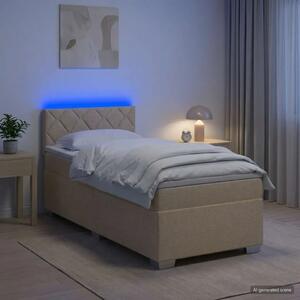 Krevet s box springom madracem i LED-om Krem 90 x 200 cm - Krem 90 x 200 cm Dizajn s rombovima