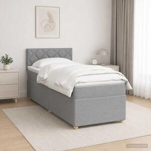 Boxspring krevet s madracem Svjetlosiva 90 x 200 cm Tkanina - Svjetlosiva 90 x 200 cm Dizajn s rombovima