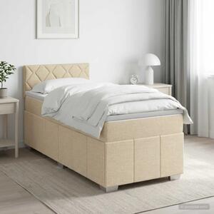 Boxspring krevet s madracem Krem 90 x 200 cm Tkanina - Krem 90 x 200 cm Dizajn s rombovima