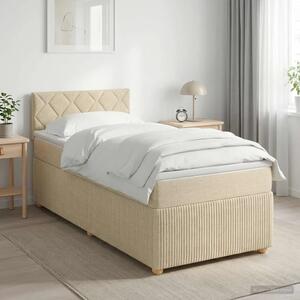 Boxspring krevet s madracem Krem 90 x 200 cm Tkanina - Krem 90 x 200 cm Dizajn s rombovima