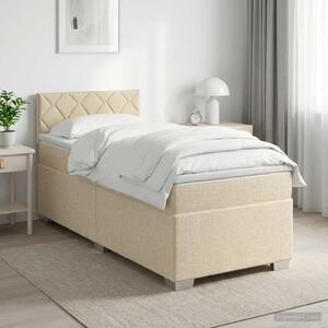 Boxspring krevet s madracem Krem 90 x 200 cm Tkanina - Krem 90 x 200 cm Dizajn s rombovima