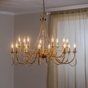 Domiluce Retro luster, 16 lampica, zlatni, prigušiva, Zlato / mjed, Dnevni boravak/blagovaonica, Metal