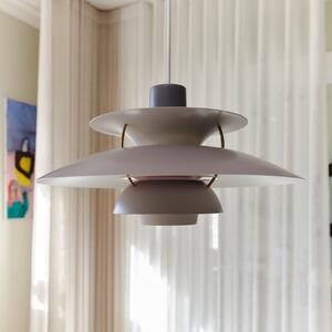 Louis Poulsen dizajnerska viseća lampa PH 5, siva, Ø 50 cm, prigušiva, Sivo, Dnevni boravak/blagovaonica, Metal