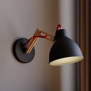 Lamkur Zidna lampa Skansen, podesiva drvena ruka, crna, prigušiva, Drvo, Dnevni boravak/blagovaonica, Drvo