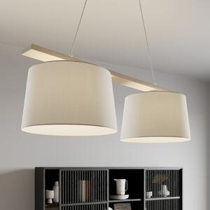 Lamkur Sweden viseća lampa, starinska bijela/bijela, tekstil, drvo, 2 žarulje, prigušiva, Bijela, Dnevni boravak/blagovaonica, Drvo