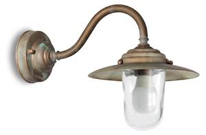 Moretti Luce Vanjska zidna svjetiljka Chalet, IP44, mesing, staklo, projekcija 38 cm, prigušiva, Bronca / stari mesing, Metal