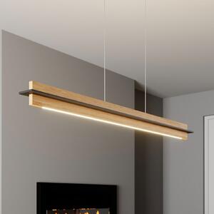 Quitani LED visilica Lexa, hrast/crna, dužina 118 cm, prigušiva, Drvo, Dnevni boravak/blagovaonica, Drvo