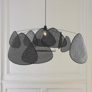 MARKET SET viseća svjetiljka Screen XL, 60 cm, crna, ratan, prigušiva, Crno, Dnevni boravak/blagovaonica, Drvo