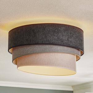 Duolla Stropna lampa Pastel Trio Ø 45cm u 3 nijanse sive, prigušiva, Sivo, Dnevni boravak/blagovaonica, Tkanina / tekstil
