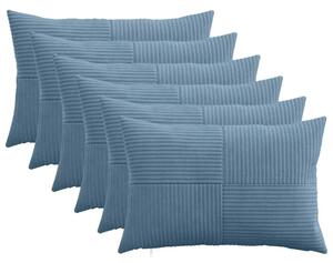 Presvlaka za jastuk 6 pcs ALMELO Plava 30 x 50 cm Kord - Plava 30 x 50 cm 6