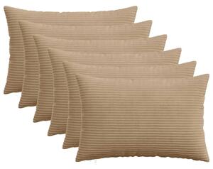 Presvlaka za jastuk 6 pcs HEERLEN Smeđa 40 x 60 cm Kord - Smeđa 40 x 60 cm 6