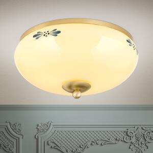 ORION Stropna lampa seoska kuća mesing krem plava Ø 28cm, prigušiva, Bež, Dnevni boravak/blagovaonica, Staklo