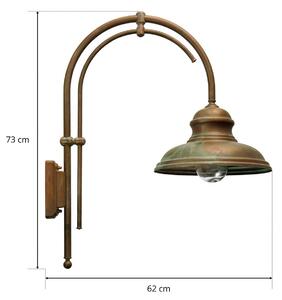 Moretti Luce Luca vanjska zidna svjetiljka s duplim krakom, prigušiva, Bakar, Metal