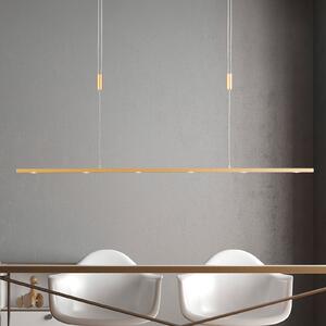 Quitani LED viseća svjetiljka Tolu, duljina 119 cm, mesing, prigušiva, Zlato / mjed, Dnevni boravak/blagovaonica, Metal