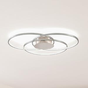 Lindby LED stropna svjetiljka Riley, u boji aluminija, metalna, prigušljiva, prigušiva, Metalik, Dnevni boravak/blagovaonica, Aluminij
