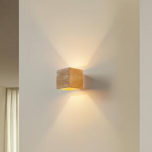 SOLLUX LIGHTING Zidna lampa Ara kao kocka od drveta, prigušiva, Drvo, Dnevni boravak/blagovaonica, Drvo, Zidna utičnica iznad/dolje