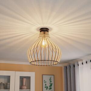 TEMAR LIGHTING Stropna svjetiljka u obliku bačve s drvenim sjenilom, prigušiva, Drvo, Dnevni boravak/blagovaonica, Drvo