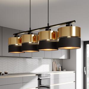 TK Lighting Hilton viseća svjetiljka, crno/zlatna, četiri žarulje, prigušiva, Crno, Dnevni boravak/blagovaonica, Metal