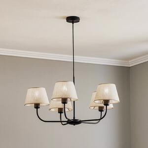 TK Lighting Chicago luster, lanene sjenila, pet svjetala, prigušiva, Bež, Dnevni boravak/blagovaonica, Tkanina / tekstil