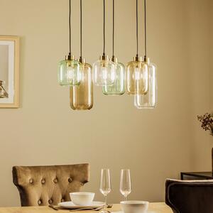TK Lighting Marco Green viseća svjetiljka, 6 žarulja. prozirno/zeleno/smeđe, prigušiva, Providna, Dnevni boravak/blagovaonica, Staklo