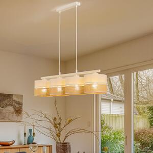 TK Lighting Linobianco viseća svjetiljka, linearna, četiri žarulje, prigušiva, Bijela, Dnevni boravak/blagovaonica, Tkanina / tekstil