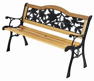 Vrtna klupa s motivom ruže - 125x52x78 cm, bor
