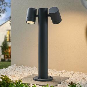 Lucande postolje svjetlo Maloney, 50 cm, antracit, IP54, prigušiva, Crno, Metal