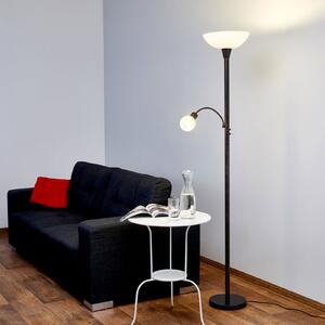 Lindby podna lampa Elaina, svjetlo za čitanje, rđasta boja, 180 cm, E27, Smeđa / hrđa, Dnevni boravak/blagovaonica, Metal, Svjetlo za čitanje