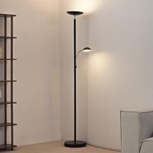 Lindby LED podna lampa Malea, crna, za čitanje, prigušljiva, prigušiva, Crno, Dnevni boravak/blagovaonica, Metal, Svjetlo za čitanje