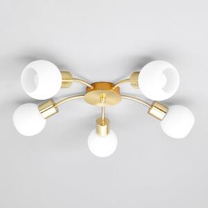 Lindby stropna svjetiljka Elaina, Ø54cm, 5 žarulja, mesing, staklo, E14, prigušiva, Zlato / mjed, Dnevni boravak/blagovaonica, Metal