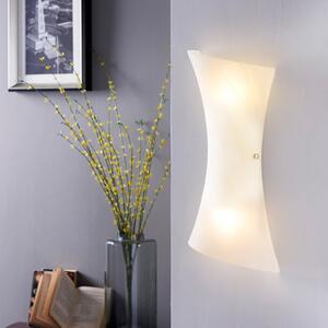 Lindby zidna lampa Ebba, visina 39 cm, bijeli alabaster, staklo, prigušiva, Bijela, Područje hodnika, Metal