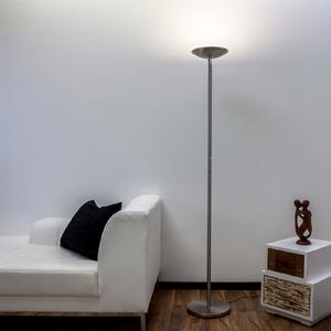 Lindby Malea LED podna lampa, nikl-boje, prigušiva, 180 cm, prigušiva, Metalik, Dnevni boravak/blagovaonica, Metal