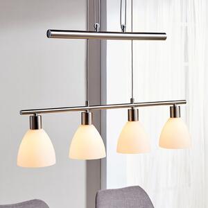 Lindby viseća lampa Simeon, boja nikla, staklo, 73 cm, E14, prigušiva, Metalik, Dnevni boravak/blagovaonica, Staklo