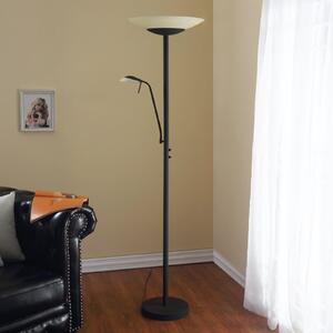 Lindby Ragna LED podna lampa, lampa za čitanje, tamno smeđa, dimabilna, prigušiva, Smeđa / hrđa, Dnevni boravak/blagovaonica, Metal, Svjetlo za čitanje