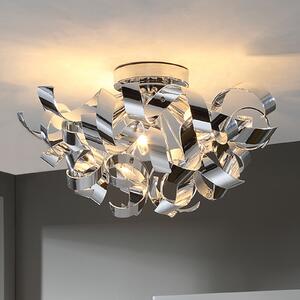 Lindby stropna lampa Elviro, Ø 50 cm, boja krom, metal, prigušiva, Metalik, Dnevni boravak/blagovaonica, Plastika, Strop s više plamena
