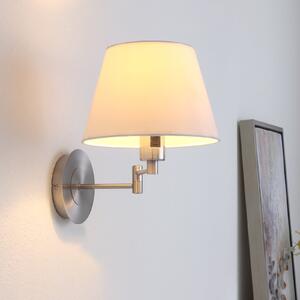 Lindby zidna lampa Pola, 30 cm, nikal, produljiva, tekstil, prigušiva, Metalik, Dnevni boravak/blagovaonica, Tkanina / tekstil
